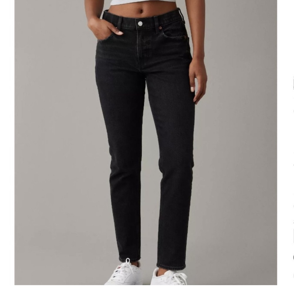 American Eagle Outfitters 90s Skinny Stretch Black Jeans High Rise SHORT